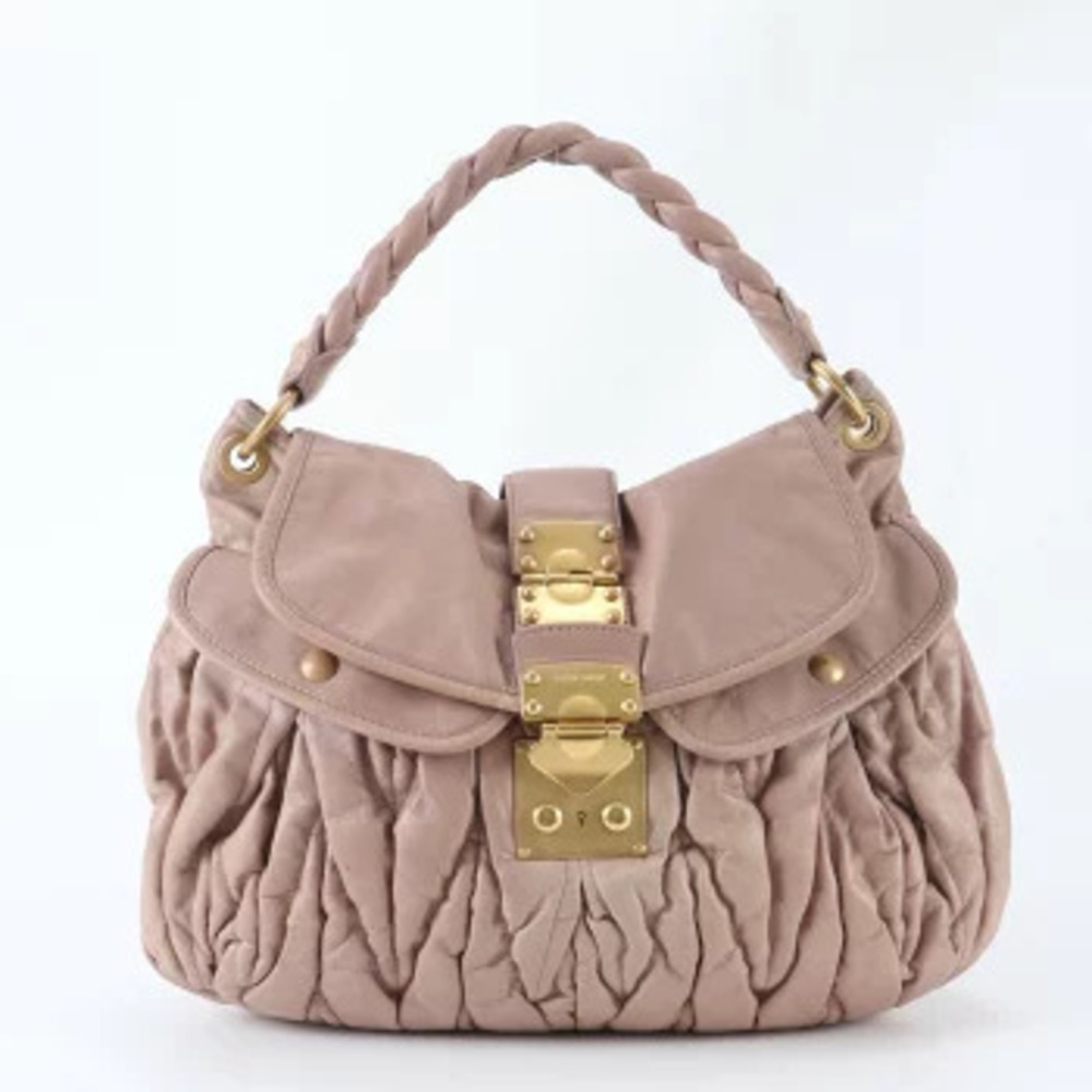 Miu Miu Coffer Matelasse Leather Shoulder Bag Tan